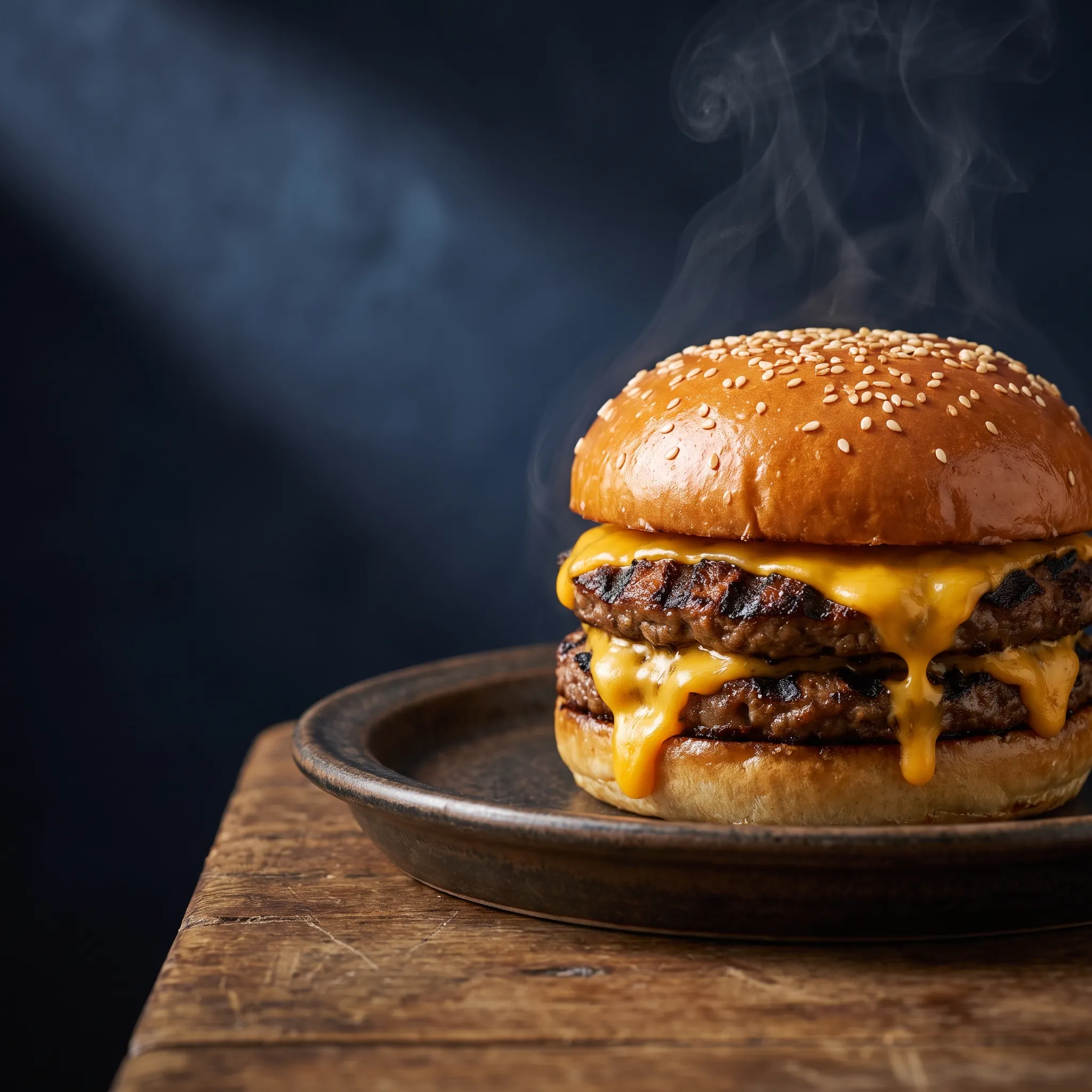Hamburguesa doble con queso derretido de The Primos House